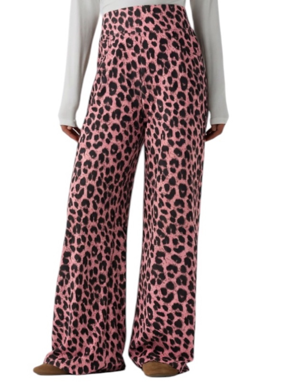 **NWT** HALARA Wide Leg/Baggy Pink Leopard Pant w/Pockets